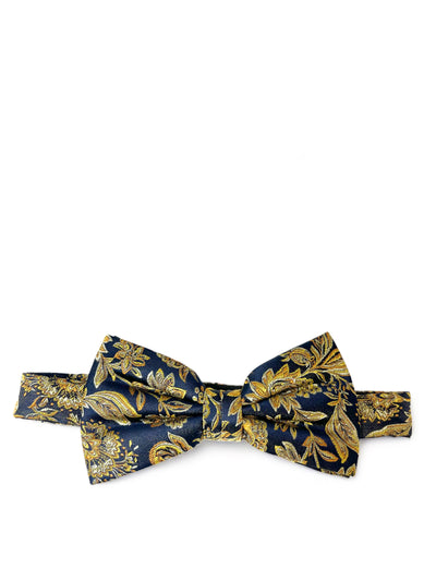 Navy and Gold Patterned Silk Bow Tie Paul Malone Bow Ties - Paul Malone.com