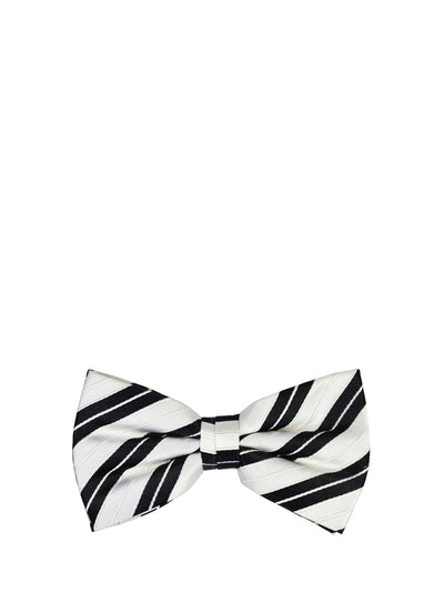 White and Black Striped Silk Bow Tie Paul Malone Bow Ties - Paul Malone.com