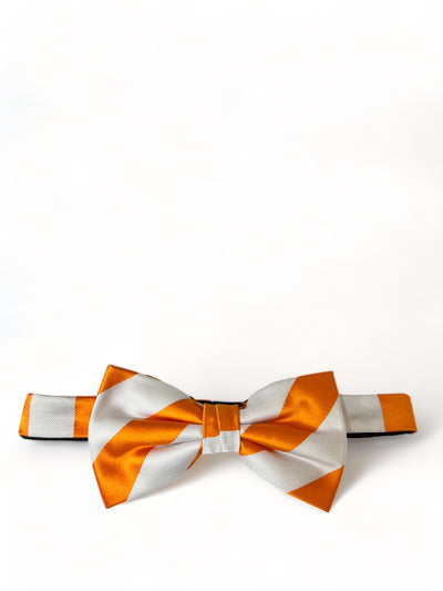 Orange and White Club Striped Silk Bow Tie Paul Malone Bow Ties - Paul Malone.com