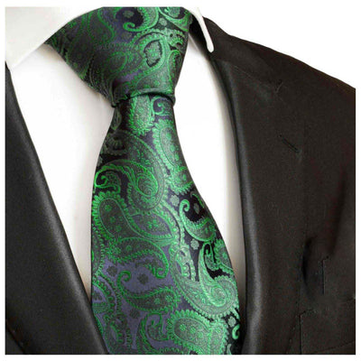 Emerald and Navy Paisley Men's Silk Tie by Paul Malone Paul Malone Ties - Paul Malone.com