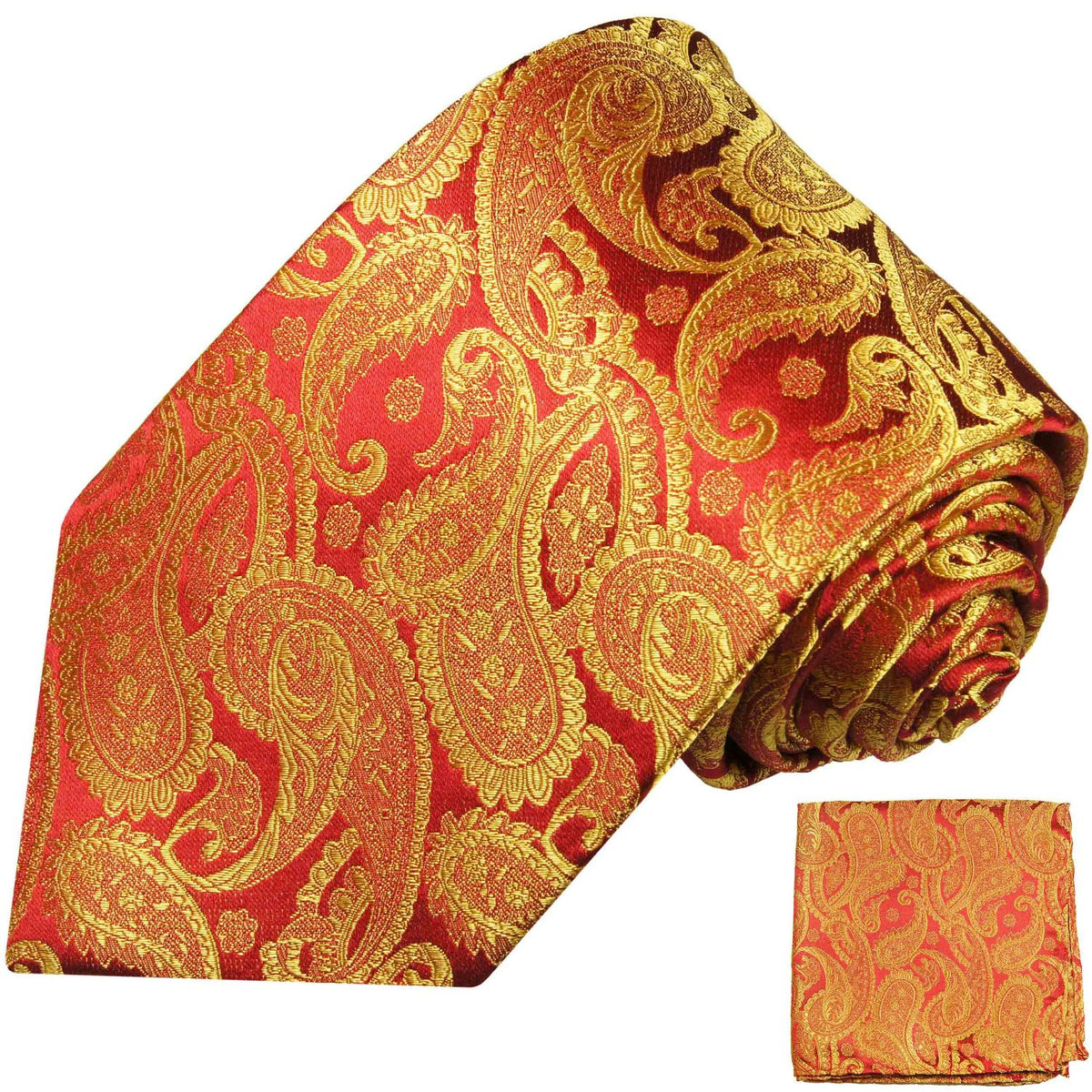 Floral-Red & Gold Silk Tie