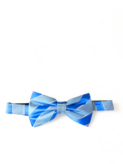 Light Blue Striped Silk Bow Tie Paul Malone Bow Ties - Paul Malone.com