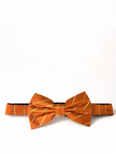 Jaffa Orange and Gold Striped Silk Bow Tie Set Paul Malone Bow Ties - Paul Malone.com