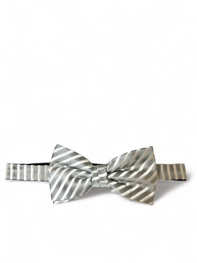 Silver and White Striped Silk Bow Tie Paul Malone Bow Ties - Paul Malone.com
