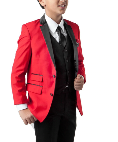 Formal Red and Black Boys Tuxedo Set Tazio Suits - Paul Malone.com