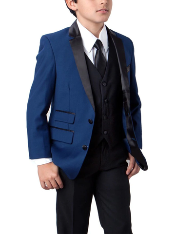 Formal Blue and Black Boys Tuxedo Set Tazio Suits - Paul Malone.com