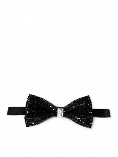 Solid Black Crystal Bow Tie Paul Malone Bow Ties - Paul Malone.com