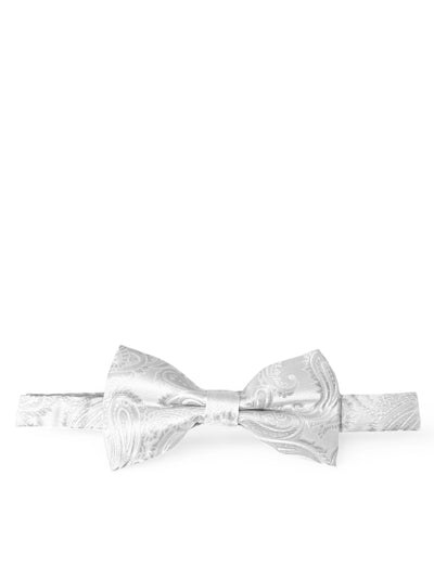 Classic White Paisley Mulberry Silk Bow Tie Paul Malone Bow Ties - Paul Malone.com