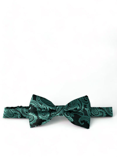 Bright Emerald Green and Black Paisley Bow Tie Brand Q Bow Ties - Paul Malone.com