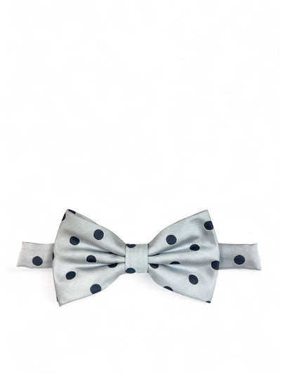 Silver Grey Polka Dot Bow Tie and Pocket Square Brand Q Bow Ties - Paul Malone.com