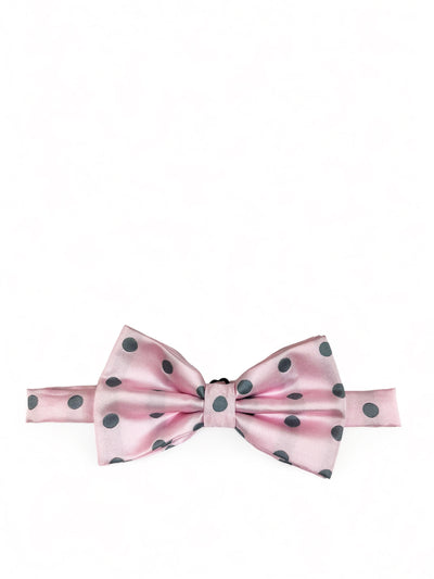 Pink and Grey Polka Dot Bow Tie and Pocket Square Brand Q Bow Ties - Paul Malone.com