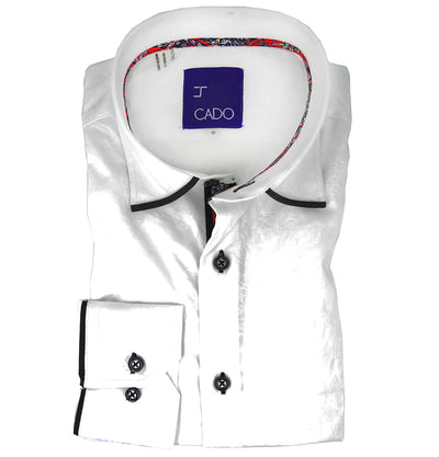 Formal White on White Patterned Dress Shirt Cado Shirts - Paul Malone.com