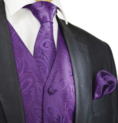 Classic Imperial Palace Purple Paisley Tuxedo Vest Set Paul Malone Vest - Paul Malone.com