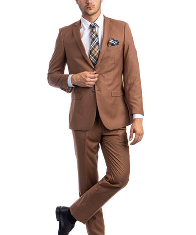 Suit Clearance: Ultra Slim Caramel Men's Suit 44L Tazio Suits - Paul Malone.com
