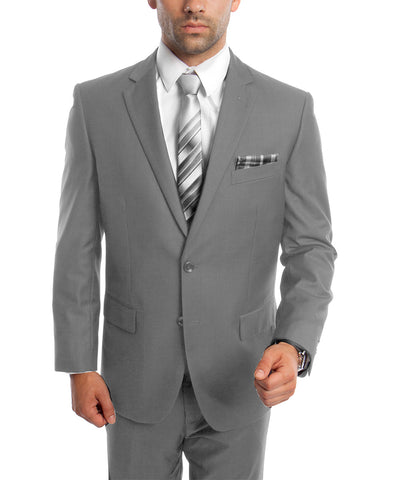 Classic Solid Light Grey Modern Fit Men's Suit Demantie Suits - Paul Malone.com