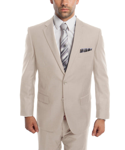 Classic Solid Tan Modern Fit Men's Suit Demantie Suits - Paul Malone.com