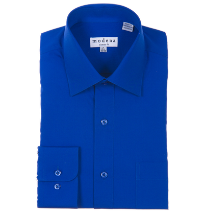 Classic Fit Solid French Blue Men's Dress Shirt by Modena Modena Shirts - Paul Malone.com