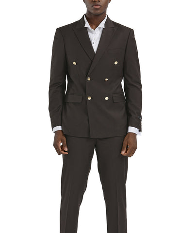 Suit Clearance: Brown Double Breasted Skinny Fit Suit 40R Tazio Suits - Paul Malone.com