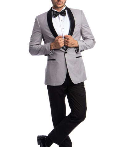 Suit Clearance: Slim Fit Tuxedo in Grey and Black 44S Azzuro Suits - Paul Malone.com