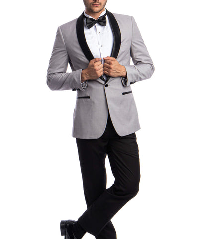 Suit Clearance: Slim Fit Tuxedo in Grey and Black 40R Azzuro Suits - Paul Malone.com