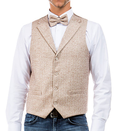 Men's Collared Champagne Tweed Suit Vest Sean Alexander Vest - Paul Malone.com