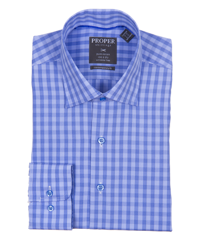 Palace Blue Contemporary Fit Cotton Shirt Proper Shirtings Shirts - Paul Malone.com