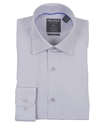 Solid Glacier Grey Slim Fit Cotton Shirt Proper Shirtings Shirts - Paul Malone.com