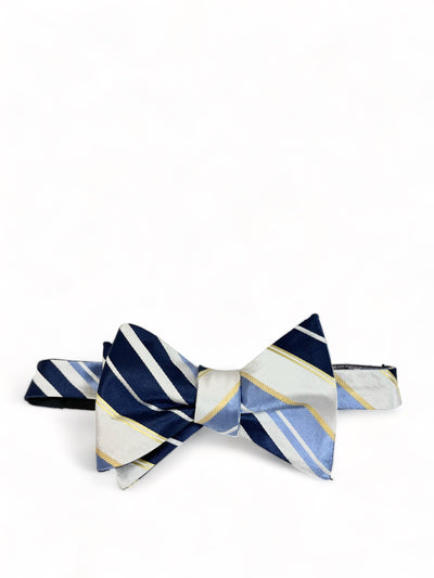 Blue, Navy and White Silk Bow Tie Paul Malone Bow Ties - Paul Malone.com