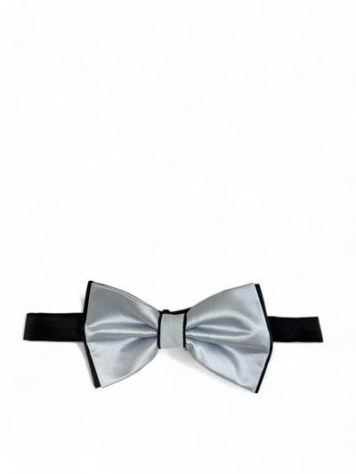 Silver and Black Bow Tie with 2 Pocket Squares Brand Q Bow Ties - Paul Malone.com