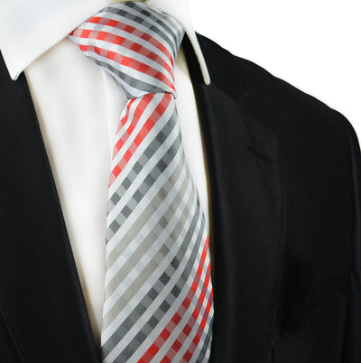 Red and Grey Silk Necktie Paul Malone Ties - Paul Malone.com