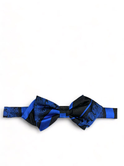 Blue and Black Silk Bow Tie and Pocket Square Paul Malone Bow Ties - Paul Malone.com