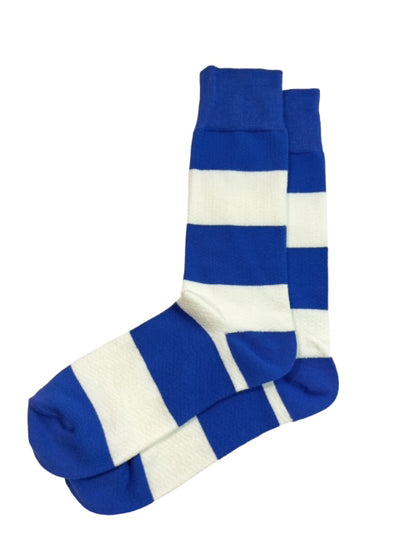 Blue and White Striped Cotton Dress Socks By Paul Malone Paul Malone Socks - Paul Malone.com
