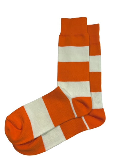 Orange and White Striped Cotton Dress Socks By Paul Malone Paul Malone Socks - Paul Malone.com