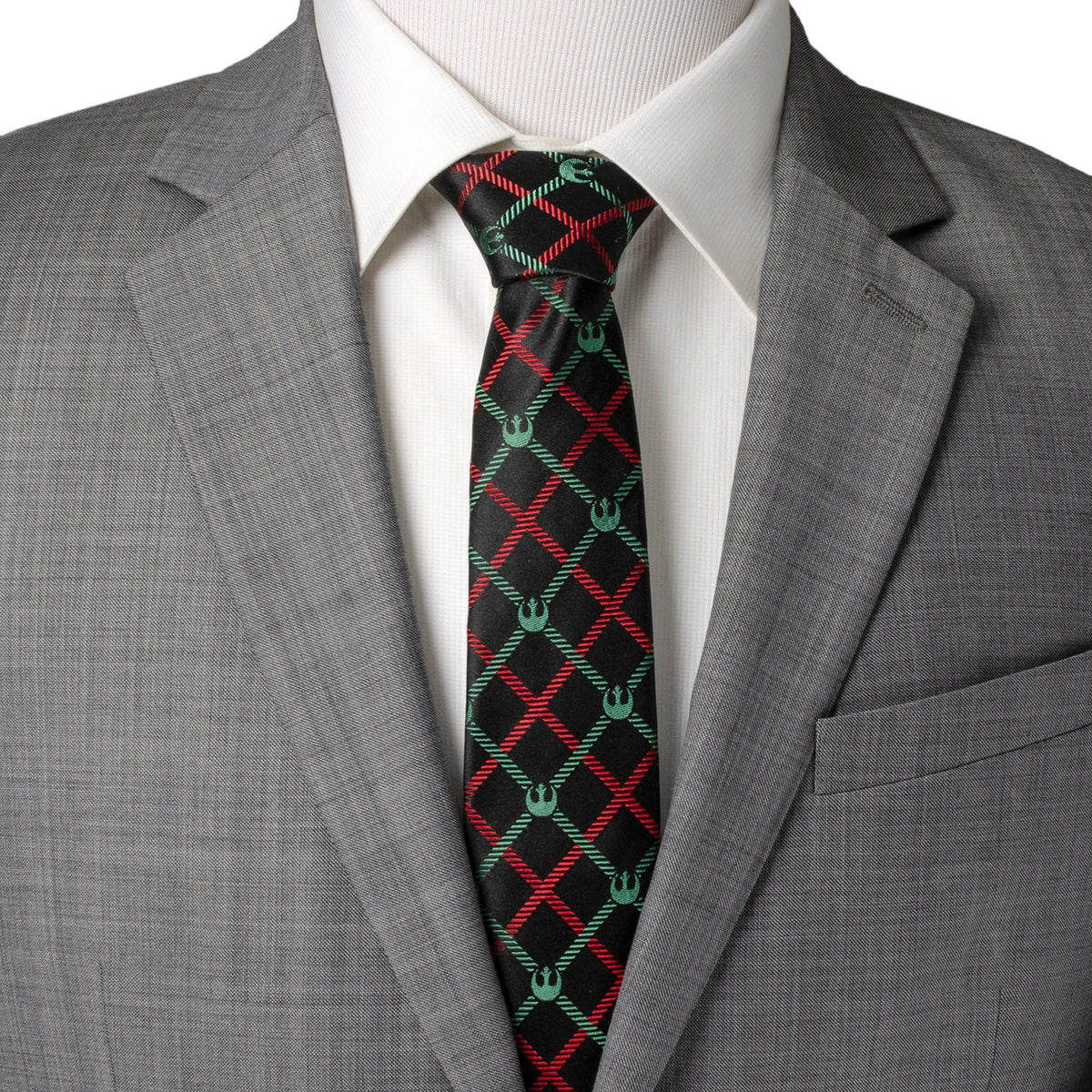 Star Wars Rebel Alliance Crest Red, Green, and Black Plaid Tie Paul
