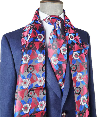 Poppy Red Patterned 100% Silk Tie, Scarf and Pocket Square Verse9 Ties - Paul Malone.com