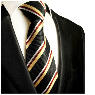 Black, Gold and Red Striped Silk Tie Paul Malone Ties - Paul Malone.com