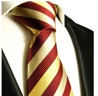 Maroon and Gold Striped Silk Boys Tie Paul Malone Boys Tie - Paul Malone.com