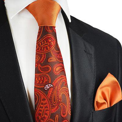 Amberglow Paisley Contrast Knot Tie Set by Paul Malone Paul Malone Ties - Paul Malone.com