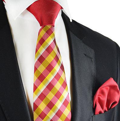 Red and Yellow Contrast Knot Tie Set by Paul Malone Paul Malone Ties - Paul Malone.com
