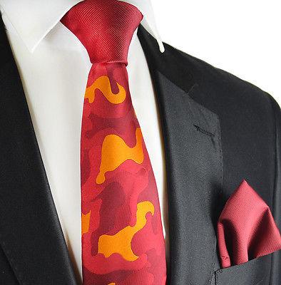 Fire Red Contrast Knot Tie Set by Paul Malone Paul Malone Ties - Paul Malone.com