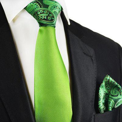 Green Contrast Knot Tie Set by Paul Malone Paul Malone Ties - Paul Malone.com