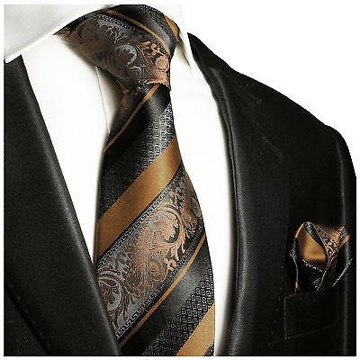 Bronze and Black Silk Tie and Pocket Square Paul Malone Ties - Paul Malone.com