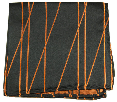 Black and Orange Silk Pocket Square Paul Malone  - Paul Malone.com