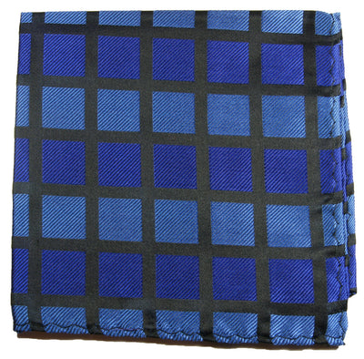 Blue Checkered Silk Pocket Square Paul Malone  - Paul Malone.com