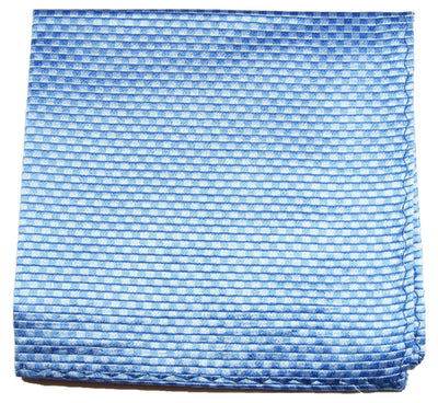 Solid Blue Checkered Silk Pocket Square Paul Malone  - Paul Malone.com