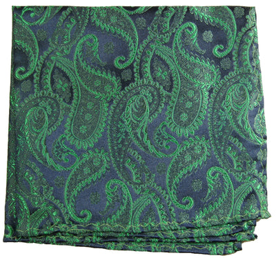 Emerald Green and Navy Pocket Square Paul Malone Pocket Square - Paul Malone.com