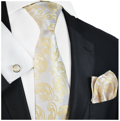 Champagne Paisley Formal Silk Tie and Accessories Paul Malone Ties - Paul Malone.com