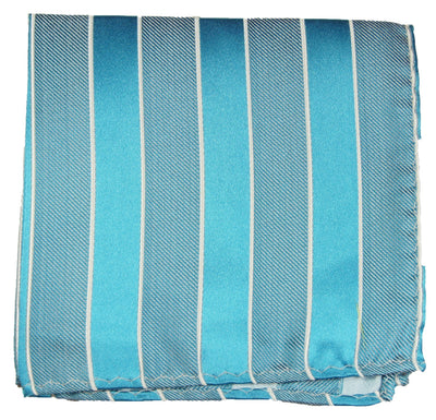 Turquoise Striped Silk Pocket Square Paul Malone  - Paul Malone.com