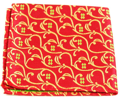 Red and Gold Vines Silk Pocket Square Paul Malone  - Paul Malone.com