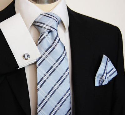 Blue Plaid Silk Tie and Accessories in Silk Paul Malone Ties - Paul Malone.com